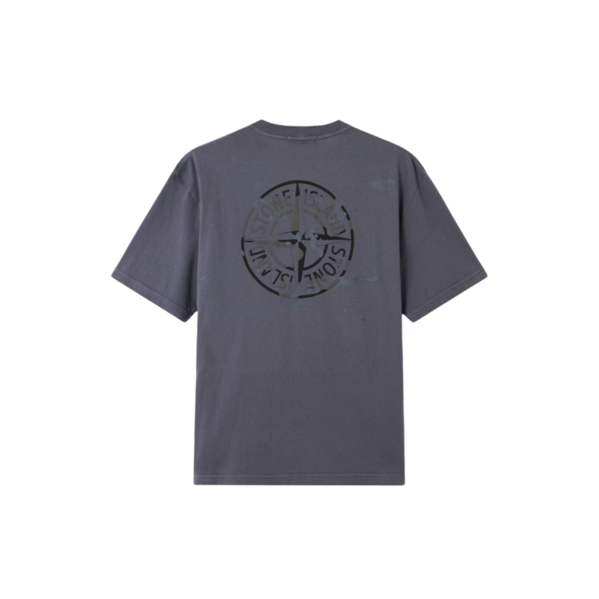 T-shirt manche courte STONE ISLAND jersey coton bio gris boussole camouflage dos