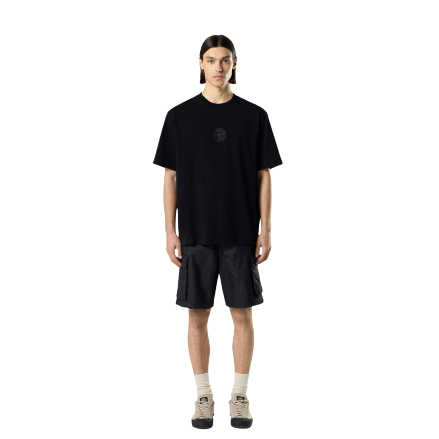 T-shirt manche courte STONE ISLAND jersey coton bio noir boussole camouflage dos