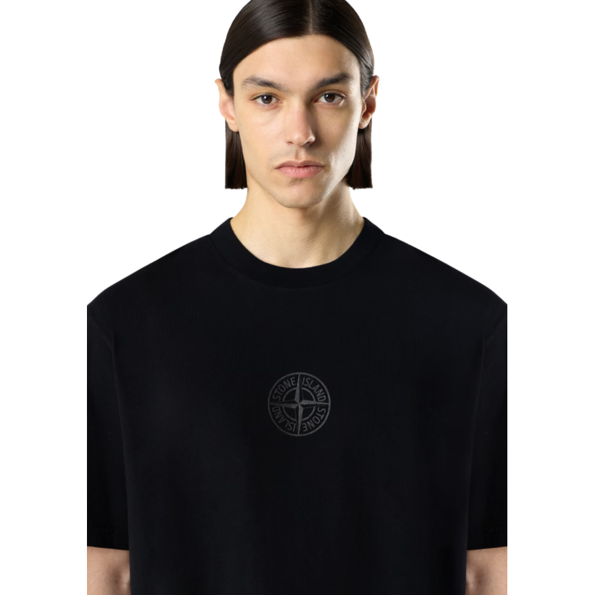 T-shirt manche courte STONE ISLAND jersey coton bio noir boussole camouflage dos