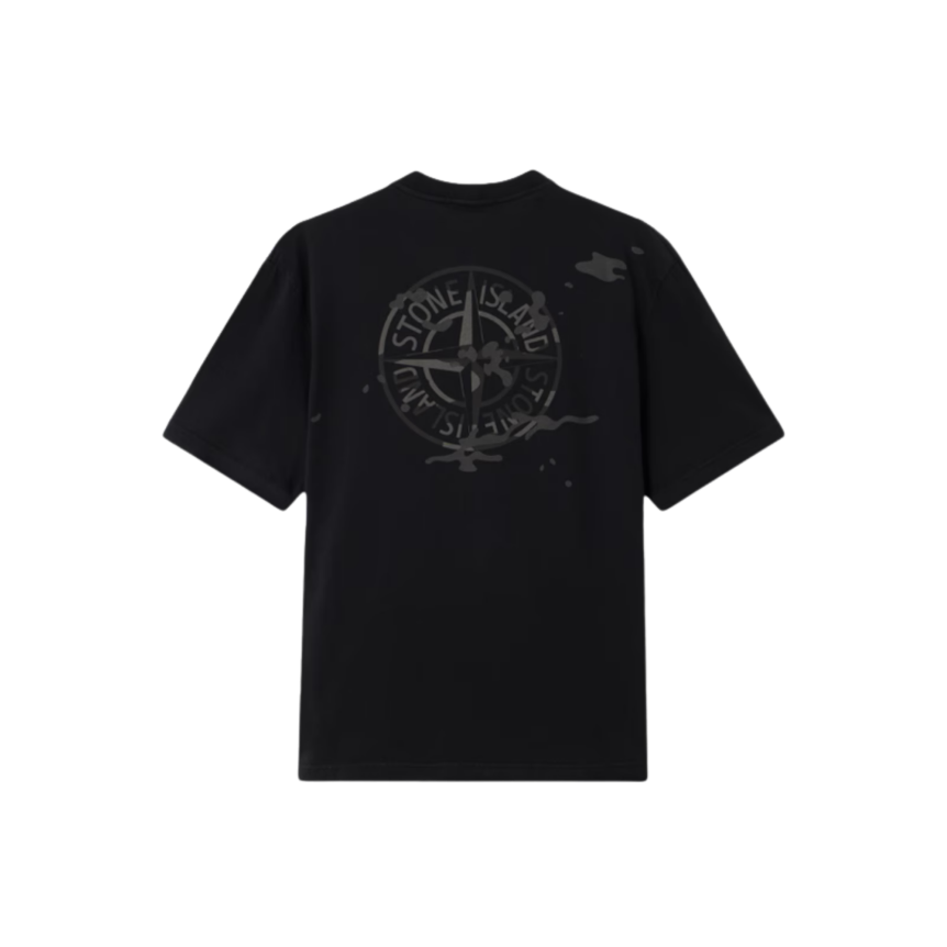 T-shirt manche courte STONE ISLAND jersey coton bio noir boussole camouflage dos