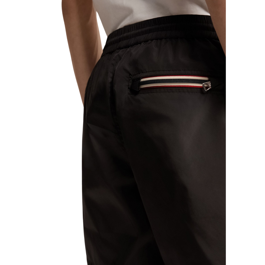 Short de bain MONCLER nylon noir logo tricolore