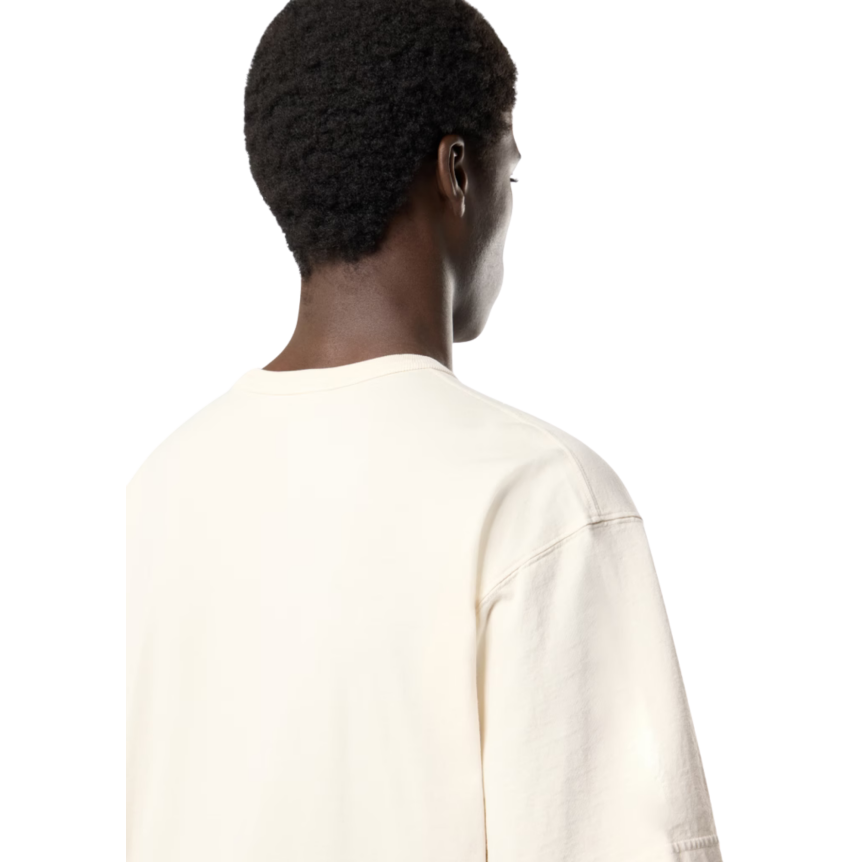 T-shirt col rond STONE ISLAND coton écru poche poitrine bouton pression