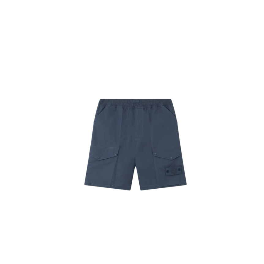 Short cargo STONE ISLAND coton lin bleu ardoise Collection Ghost