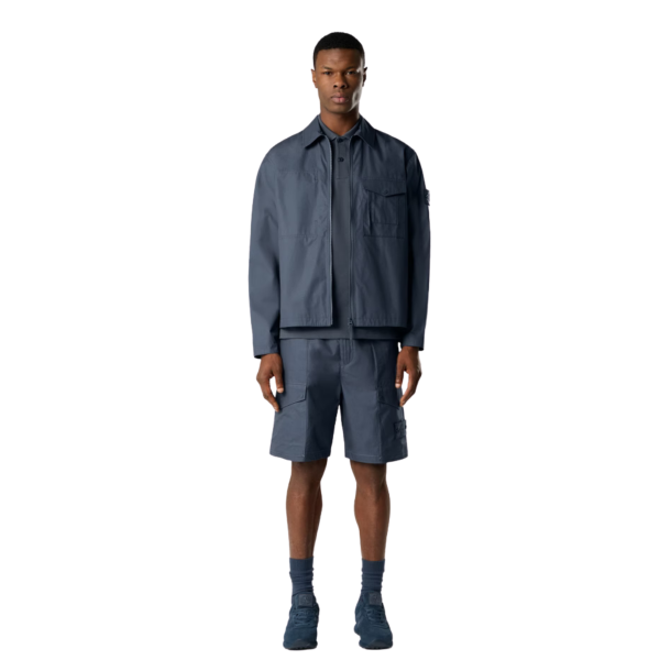Short cargo STONE ISLAND coton lin bleu ardoise Collection Ghost