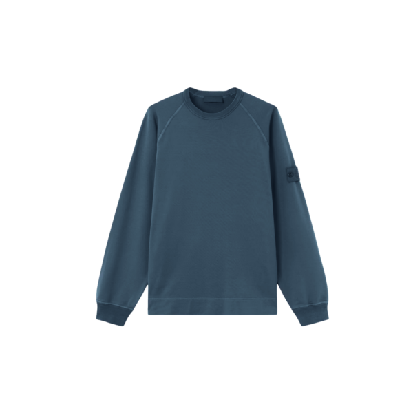Sweat-shirt STONE ISLAND GHOST ras-du-cou coton bleu marine flammé