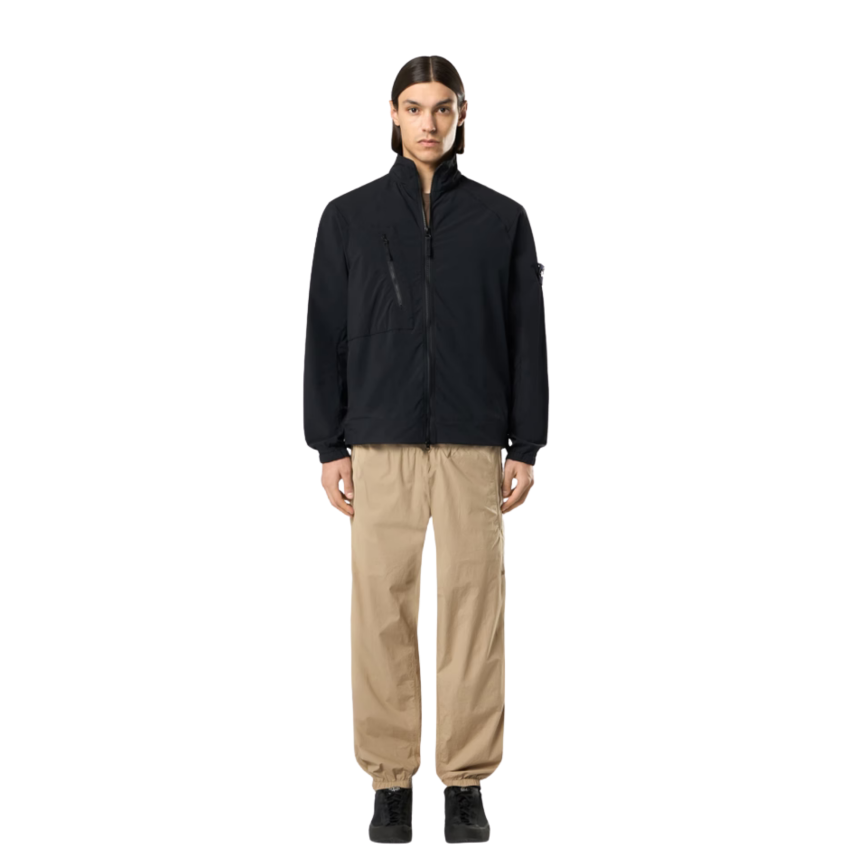 Veste zippée STONE ISLAND surchemise col montant polaire nylon noir