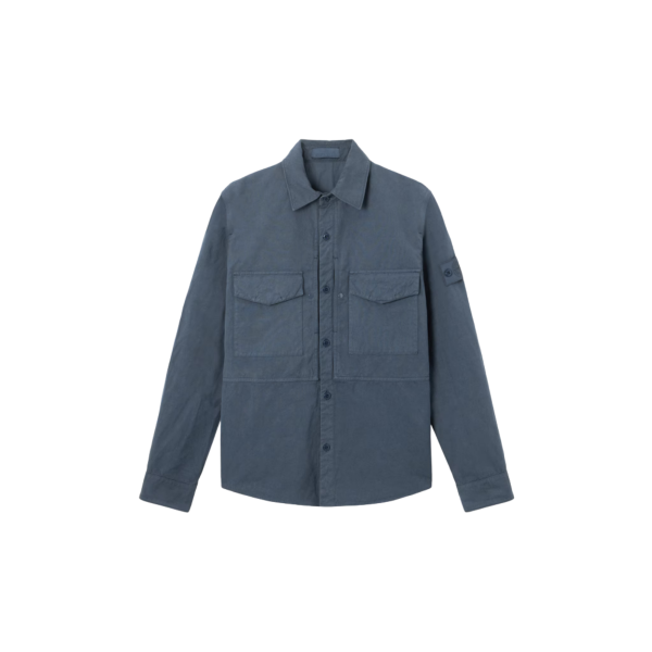 Surchemise STONE ISLAND toile coton lin bleu ardoise Collection Ghost