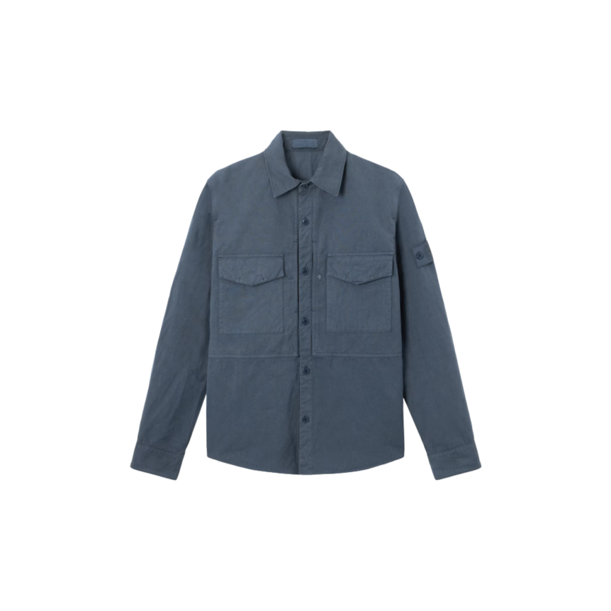 Surchemise STONE ISLAND toile coton lin bleu ardoise Collection Ghost