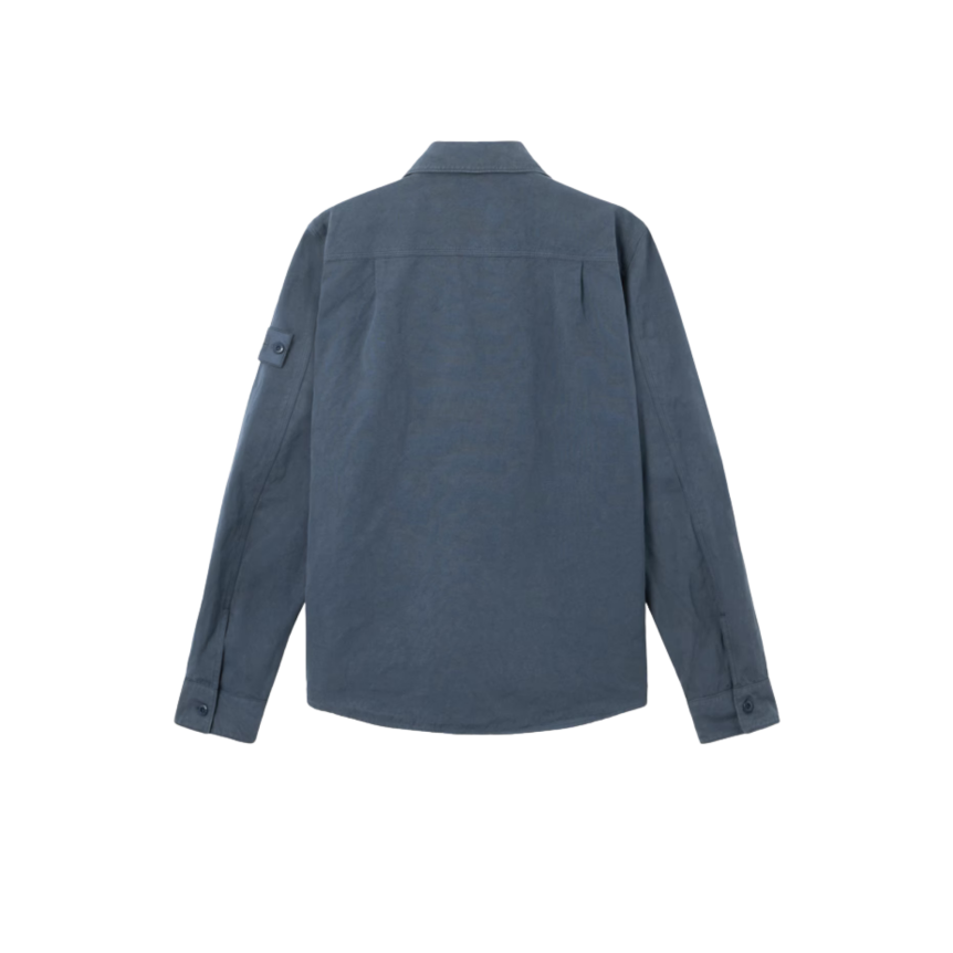 Surchemise STONE ISLAND toile coton lin bleu ardoise Collection Ghost