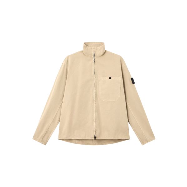 STONE ISLAND Surchemise zippée veste coton beige poches