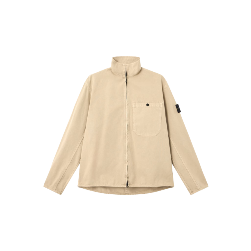 STONE ISLAND Surchemise zippée veste coton beige poches