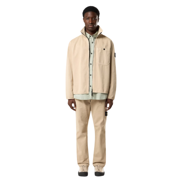 STONE ISLAND Surchemise zippée veste coton beige poches