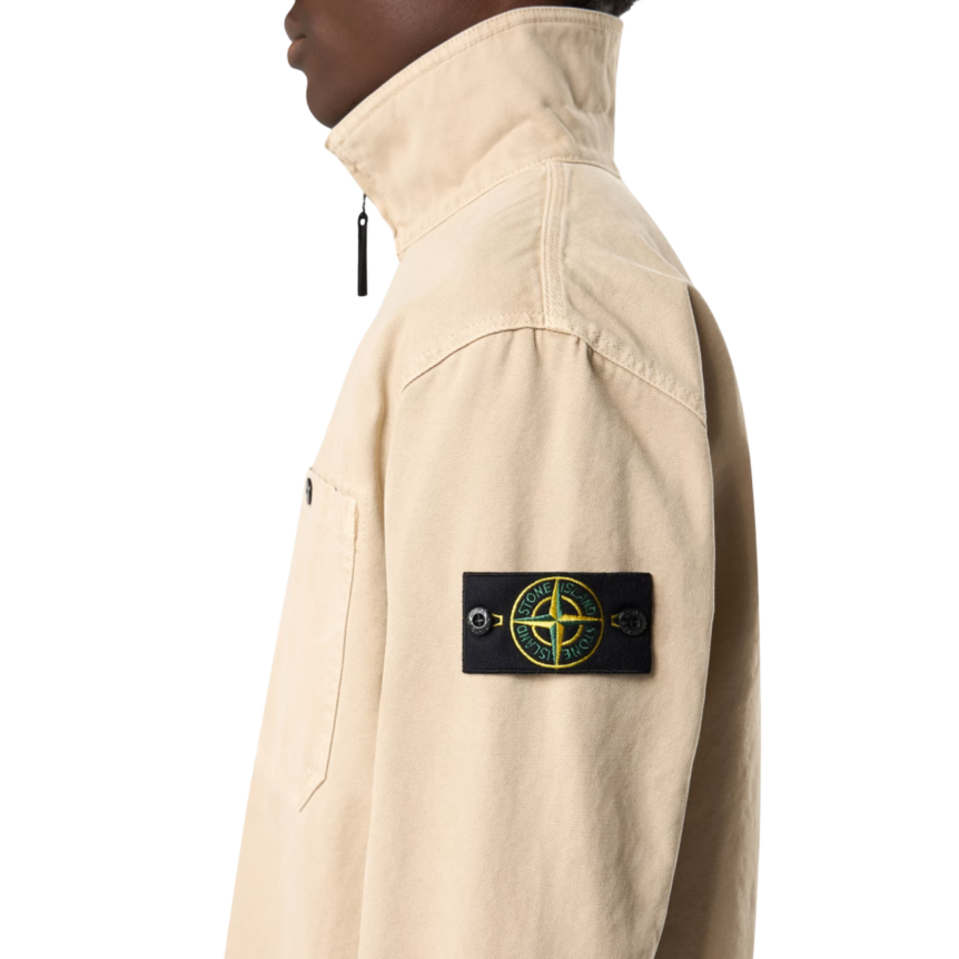 STONE ISLAND Surchemise zippée veste coton beige poches