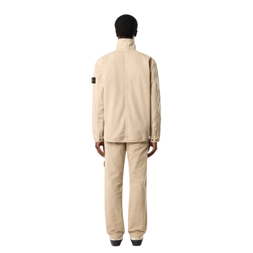 STONE ISLAND Surchemise zippée veste coton beige poches