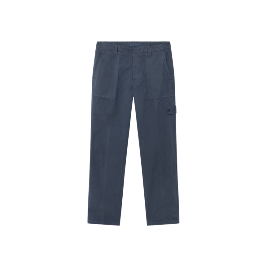 Pantalon large STONE ISLAND coton lin bleu ardoise Collection Ghost