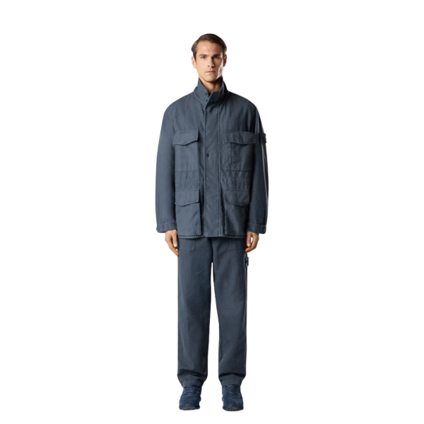 Pantalon large STONE ISLAND coton lin bleu ardoise Collection Ghost