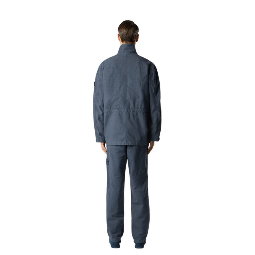 Pantalon large STONE ISLAND coton lin bleu ardoise Collection Ghost