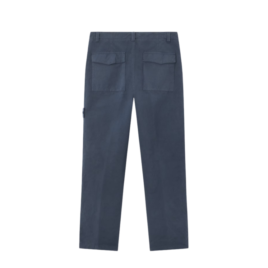 Pantalon large STONE ISLAND coton lin bleu ardoise Collection Ghost