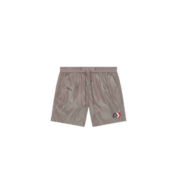 Short de bain MONCLER nylon gris logo tricolore