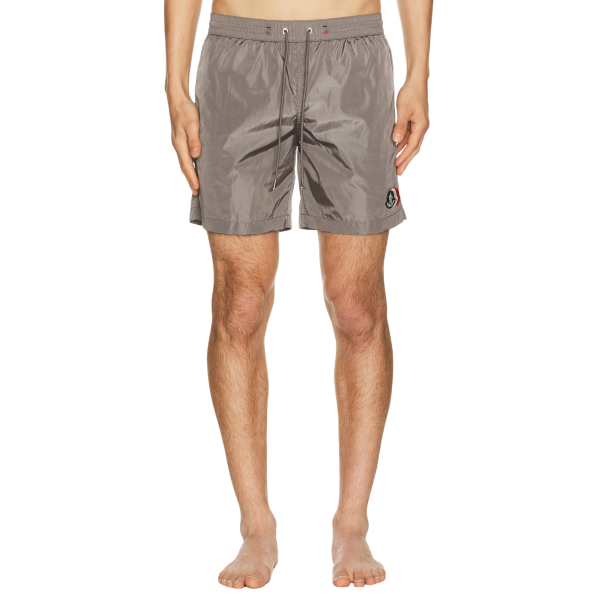 Short de bain MONCLER nylon gris logo tricolore
