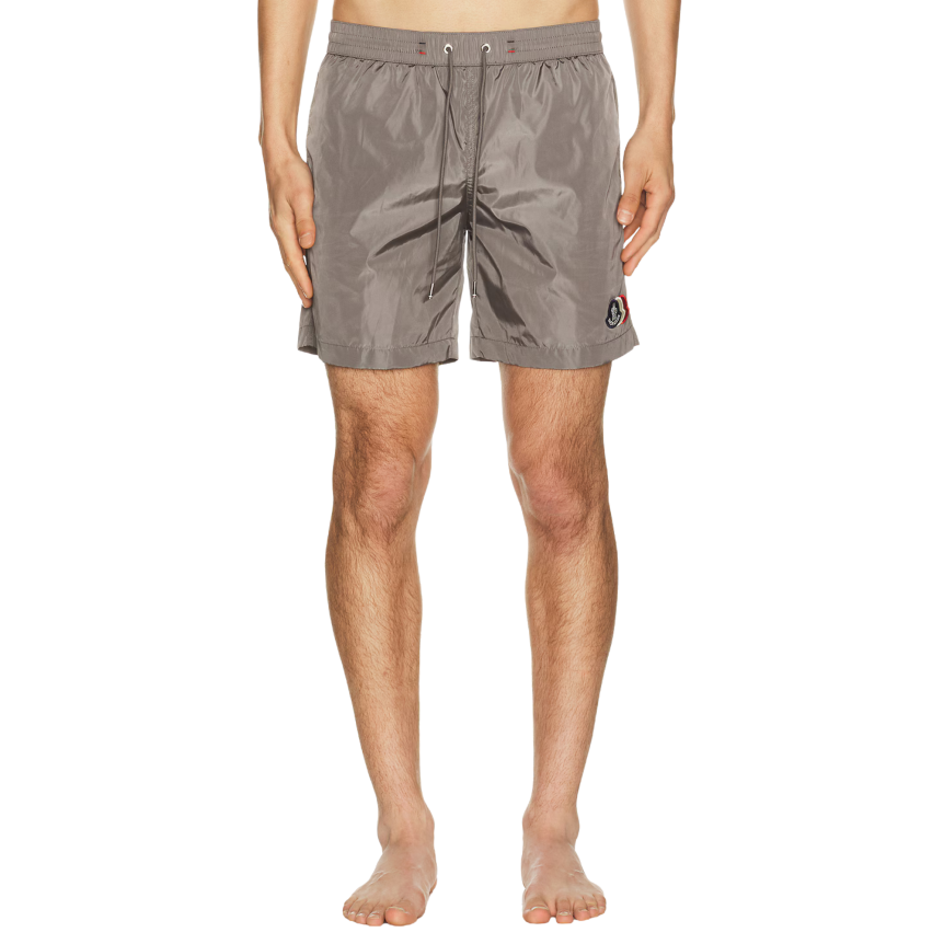 Short de bain MONCLER nylon gris logo tricolore