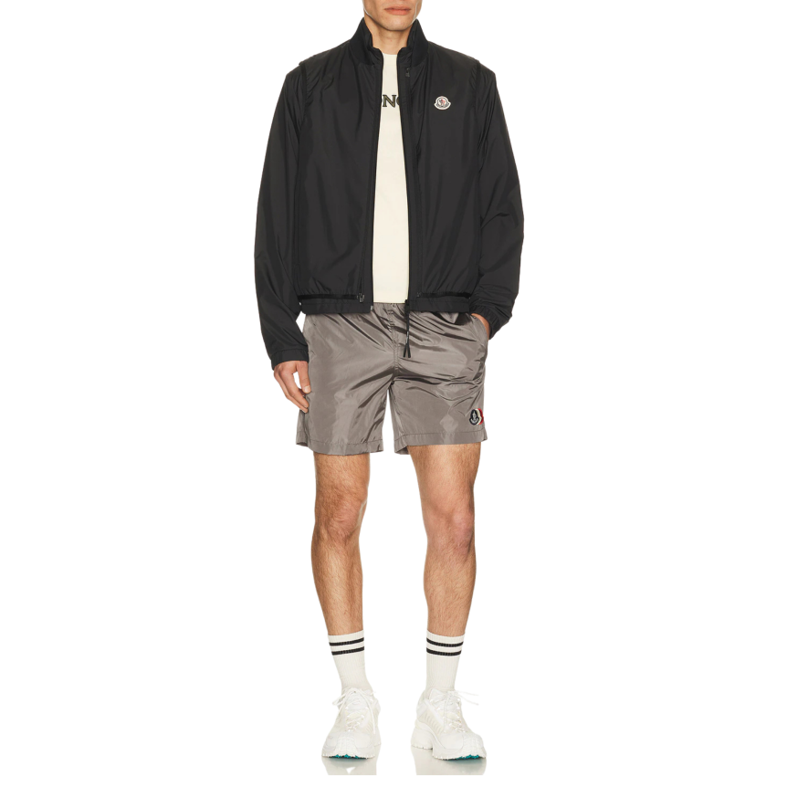 Short de bain MONCLER nylon gris logo tricolore