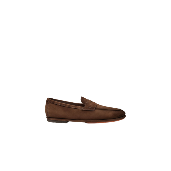 Mocassin SANTONI Penny Carlo daim marron