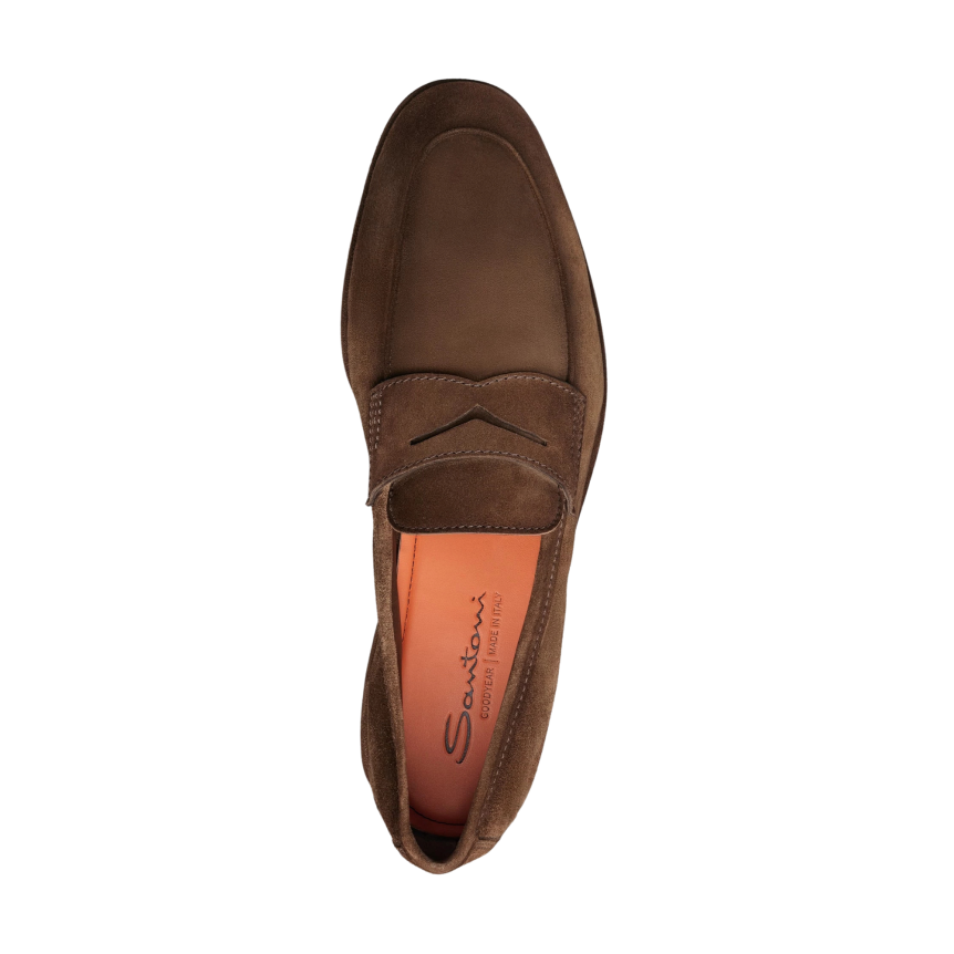 Mocassin SANTONI Penny Carlo daim marron