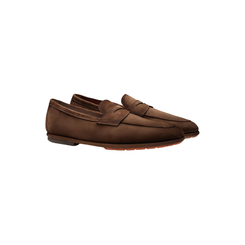 Mocassin SANTONI Penny Carlo daim marron