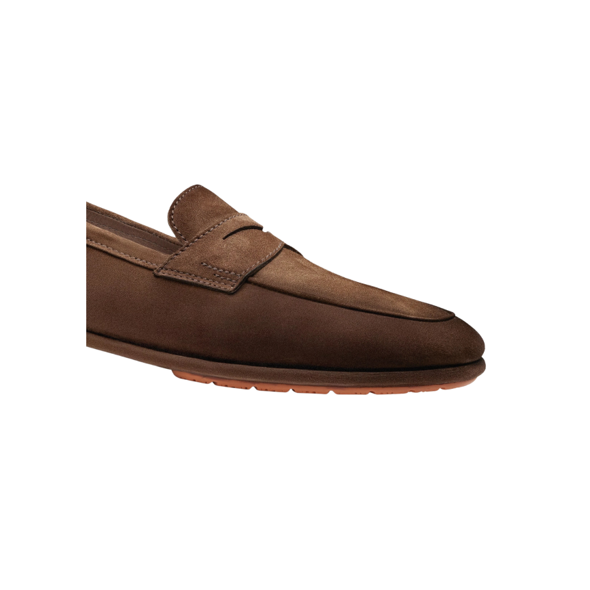 Mocassin SANTONI Penny Carlo daim marron