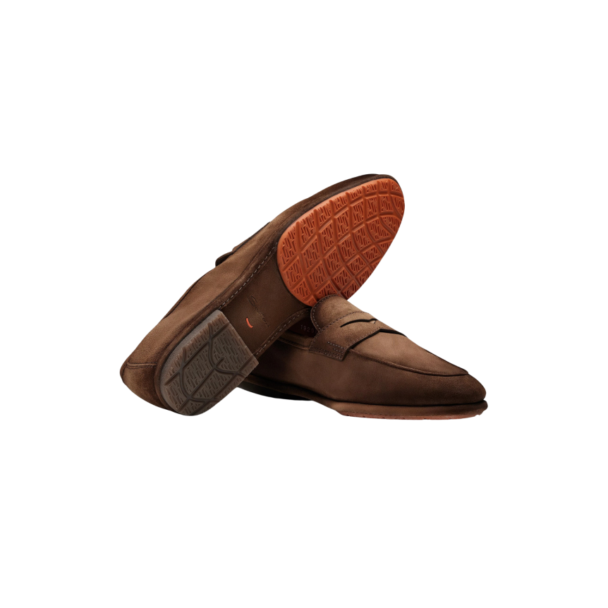 Mocassin SANTONI Penny Carlo daim marron