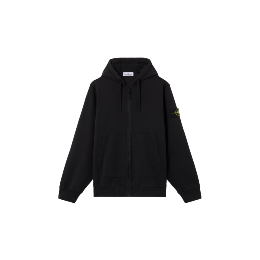 Cardigan STONE ISLAND Sweat-shirt zippé à capuche coton noir