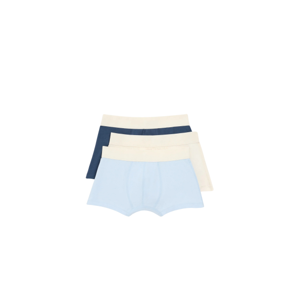 Pack 3 boxers caleçon AMI Paris coton écru bleu ciel bleu marine