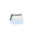 Pack 3 boxers caleçon coton écru bleu ciel bleu marine