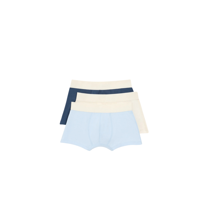 Pack 3 boxers caleçon AMI Paris coton écru bleu ciel bleu marine