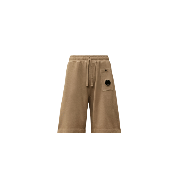 Bermuda CP COMPANY en molleton de coton délavé vieilli beige gris