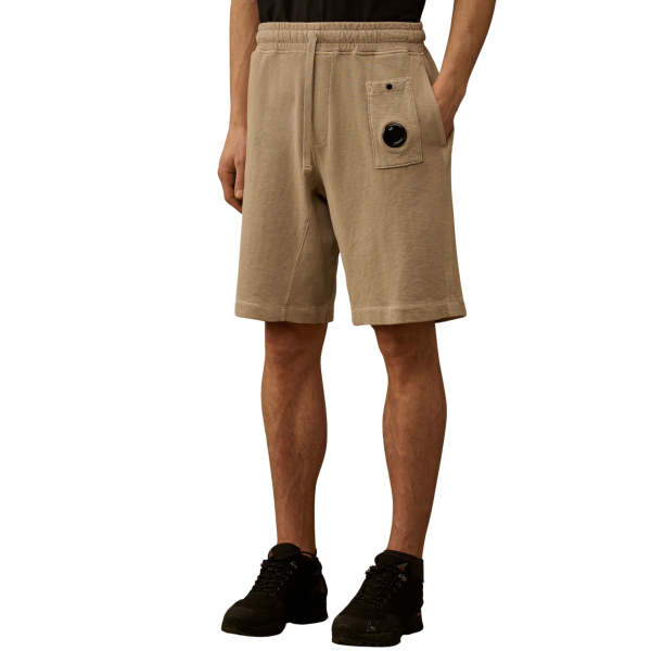 Bermuda CP COMPANY en molleton de coton délavé vieilli beige gris