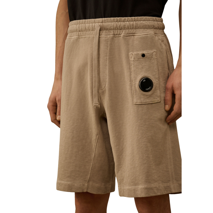 Bermuda CP COMPANY en molleton de coton délavé vieilli beige gris