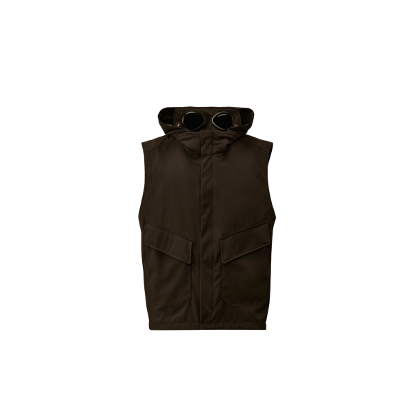 Gilet sans manches CP COMPANY à capuche lunettes nylon recyclé Shell R noir