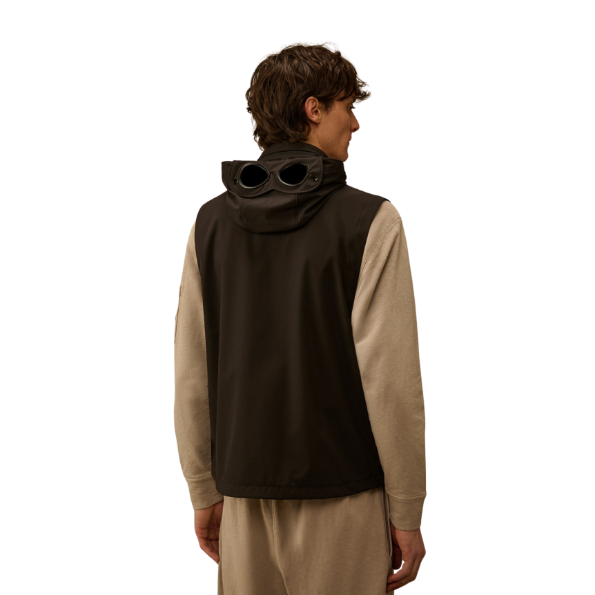 Gilet sans manches CP COMPANY à capuche lunettes nylon recyclé Shell R noir