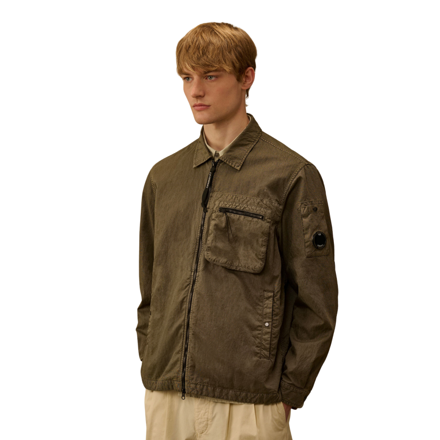 Surchemise CP COMPANY veste zippée à lentille nylon Panama kaki I