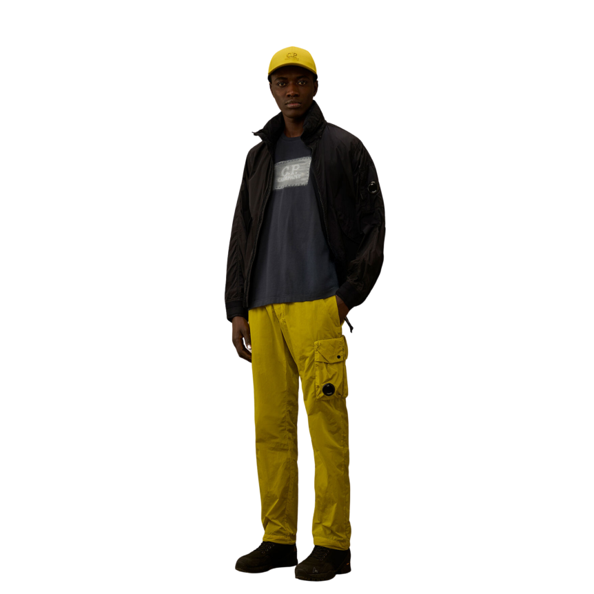 T-shirt à manches courtes CP COMPANY en jersey coton bleu marine broderie logo peinture