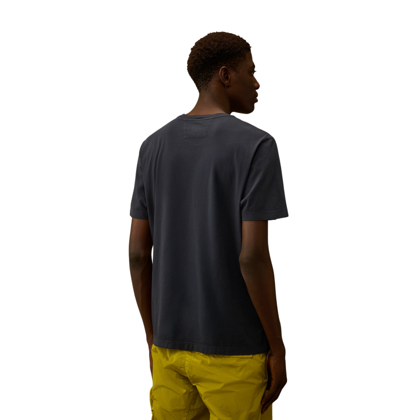 T-shirt à manches courtes CP COMPANY en jersey coton bleu marine broderie logo peinture