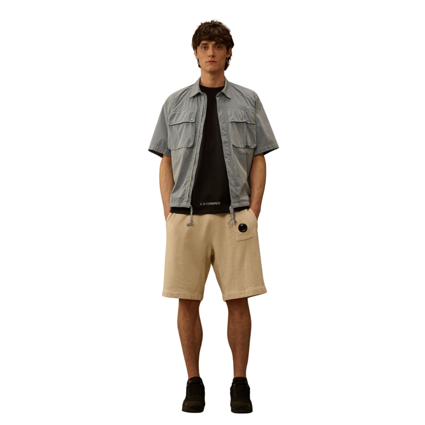 T-shirt CP COMPANY col rond à manches courtes en jersey coton noir logo pochoir