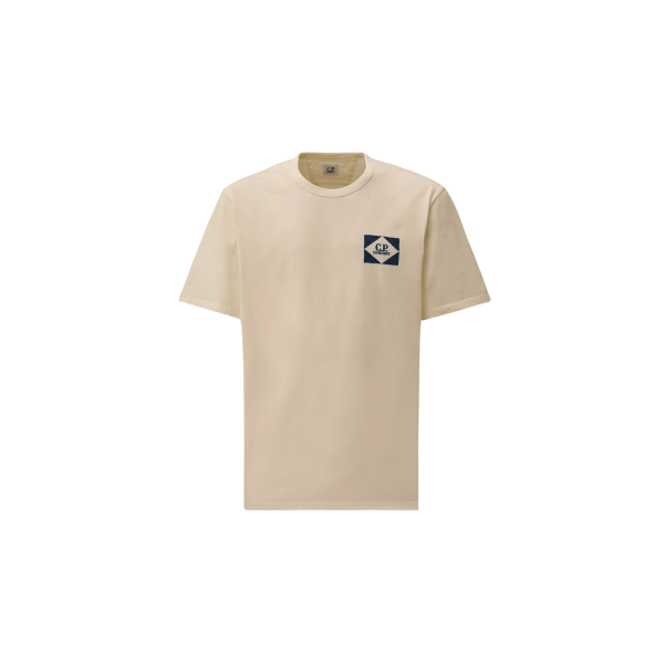 T-shirt à manches courtes CP COMPANY en jersey coton blanc imprimé camion bleu dos