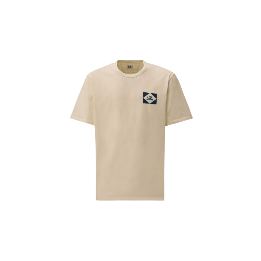 T-shirt à manches courtes CP COMPANY en jersey coton blanc imprimé camion bleu dos