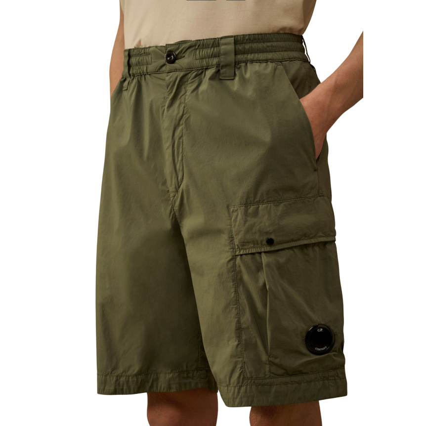 Short cargo CP COMPANY coton extensible nylon 50 Fili kaki lentille poche