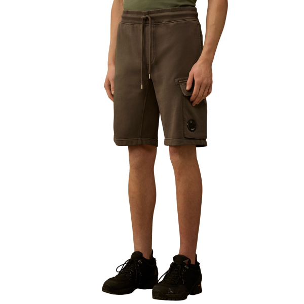 Short de survêtement CP COMPANY cargo en molleton de coton à motif diagonal gris métal