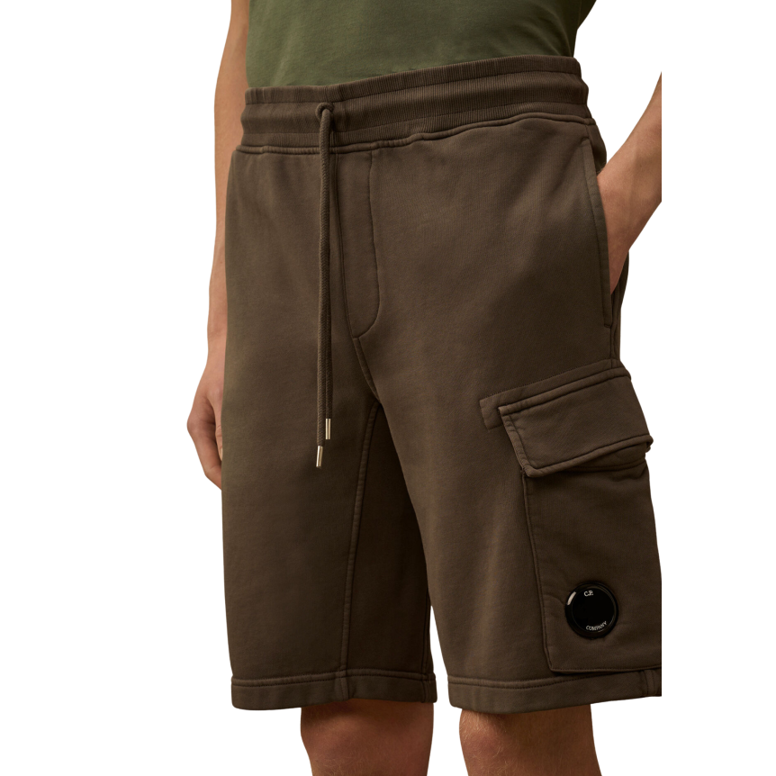 Short de survêtement CP COMPANY cargo en molleton de coton à motif diagonal gris métal