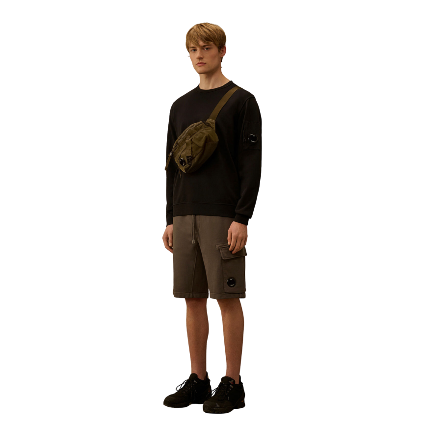 Short de survêtement CP COMPANY cargo en molleton de coton à motif diagonal gris métal